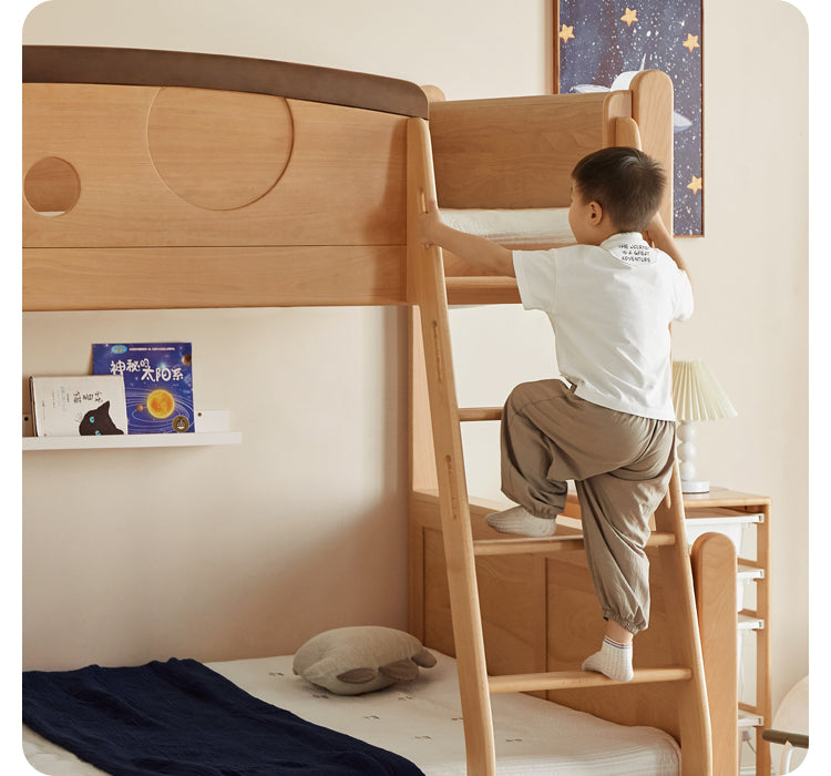 Beech Solid Wood Children's Storage Bunk Bed