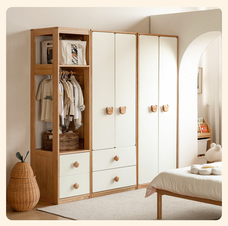 Oak Solid Wood Kids Wardrobe Combination