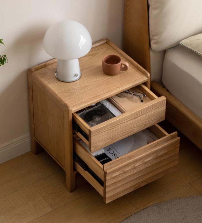 Ash Solid Wood Small Nightstand