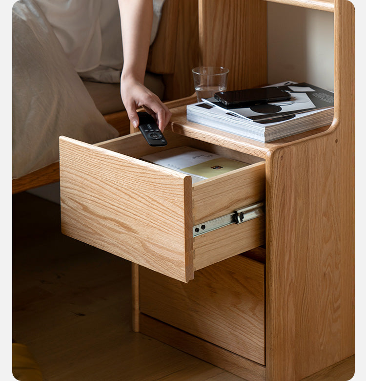 Oak solid wood multifunctional high section nightstand"