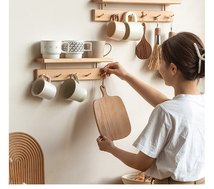 Black Walnut, Beech Solid Wood Wall Shelf