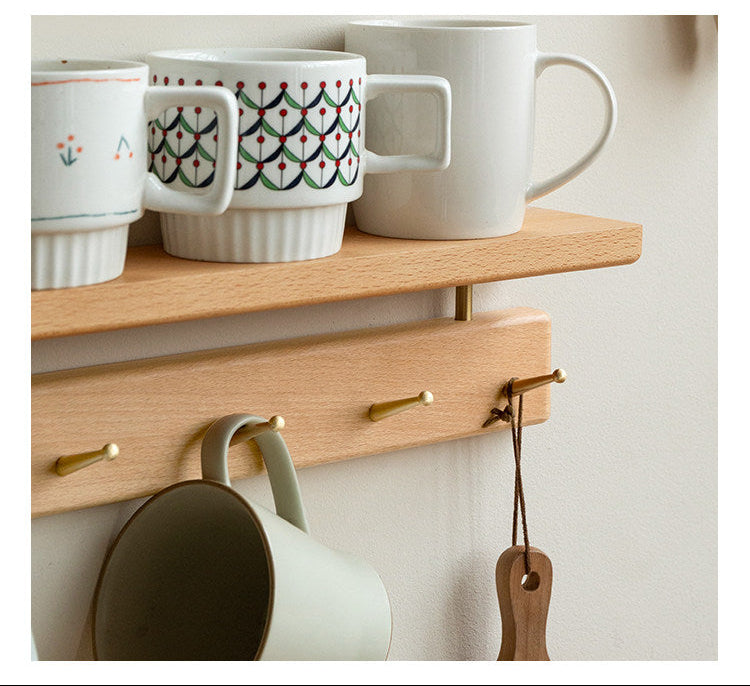 Black Walnut, Beech Solid Wood Wall Shelf