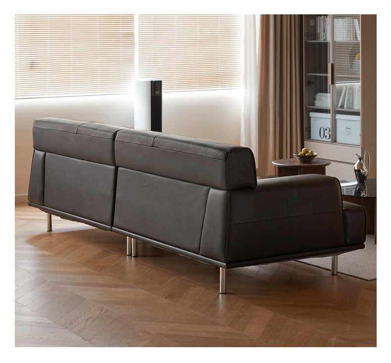 Leather sofa Italian minimalist black :