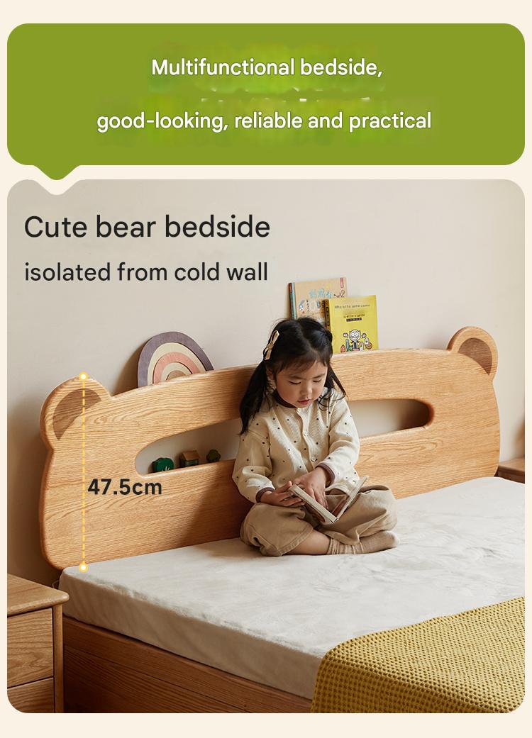 Oak, Beech solid wood Bear night light box bed<