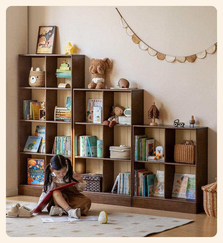 Solid Rubberwood Retro Style Children's Bookcase