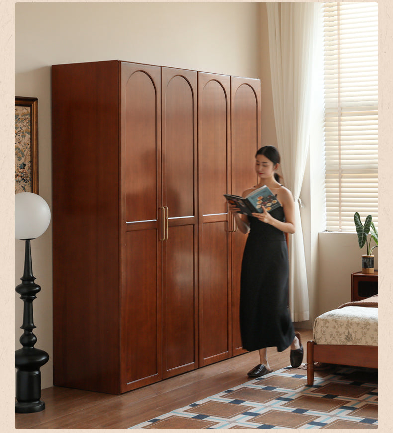 Poplar Solid Wood Double Door Wardrobe