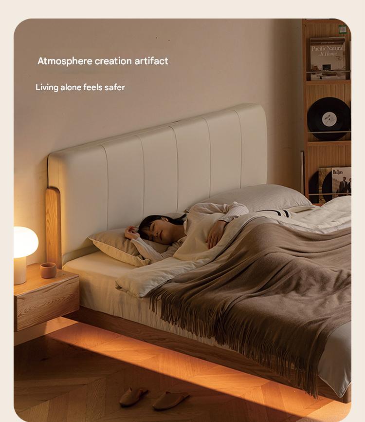 Oak Solid Wood Modern Simple Soft Leaning Bed