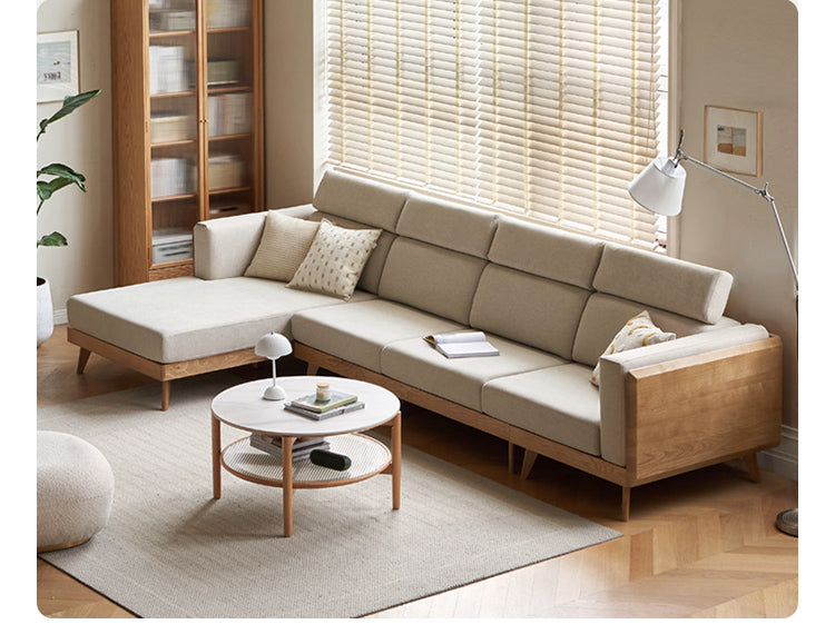 Ash solid wood fabric sofa-