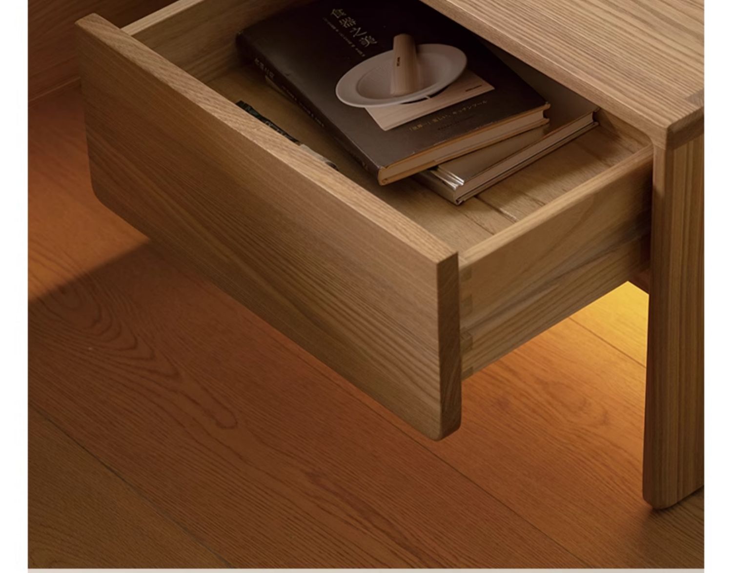 Ash solid wood smart modern nightstand