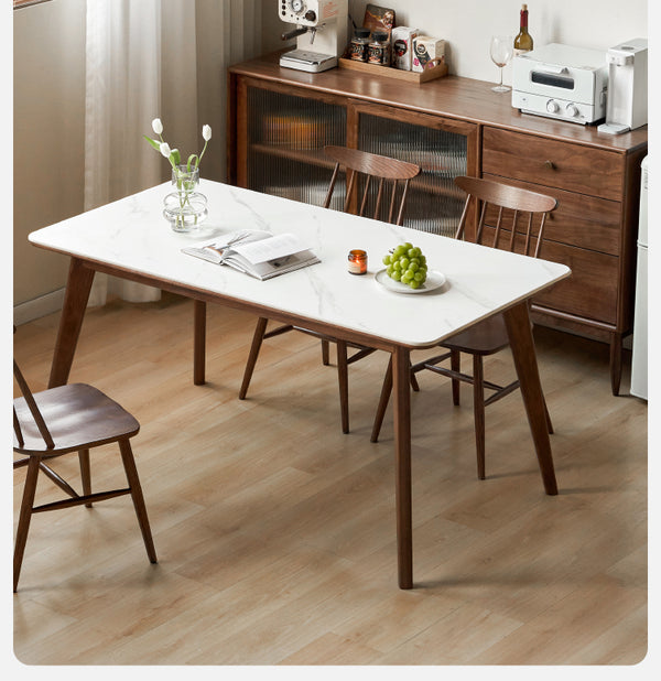 Solid wood dining table modern simple restaurant rock plate dining ...
