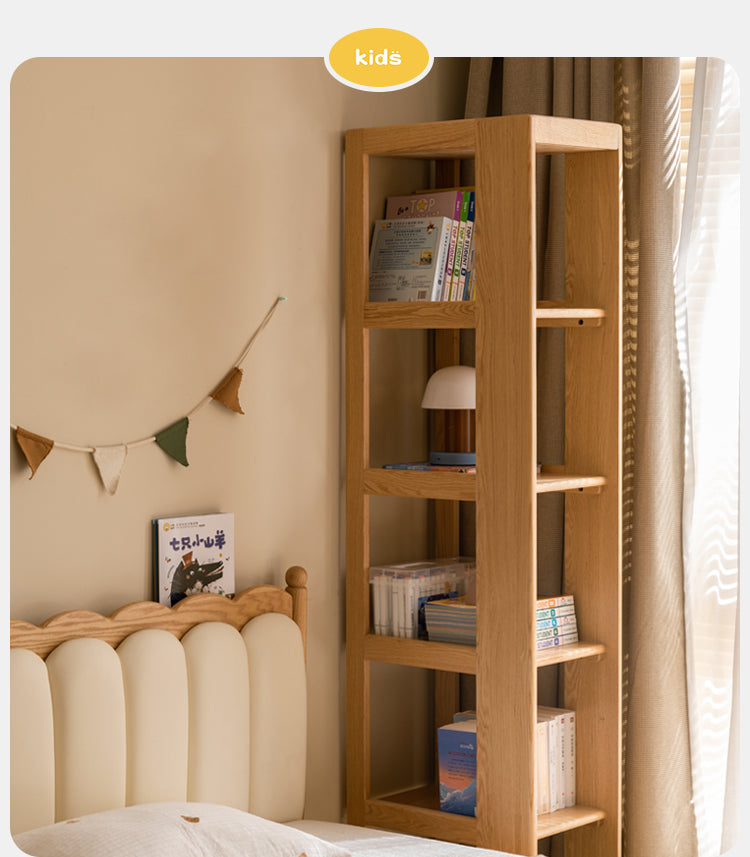 Oak, Poplar solid wood children's bookshelf high storage rack"