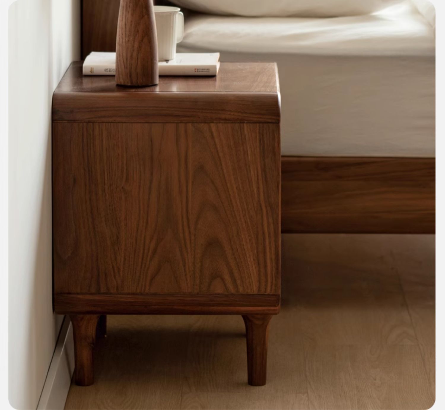 Black Walnut Solid Wood Minimalist nightstand: