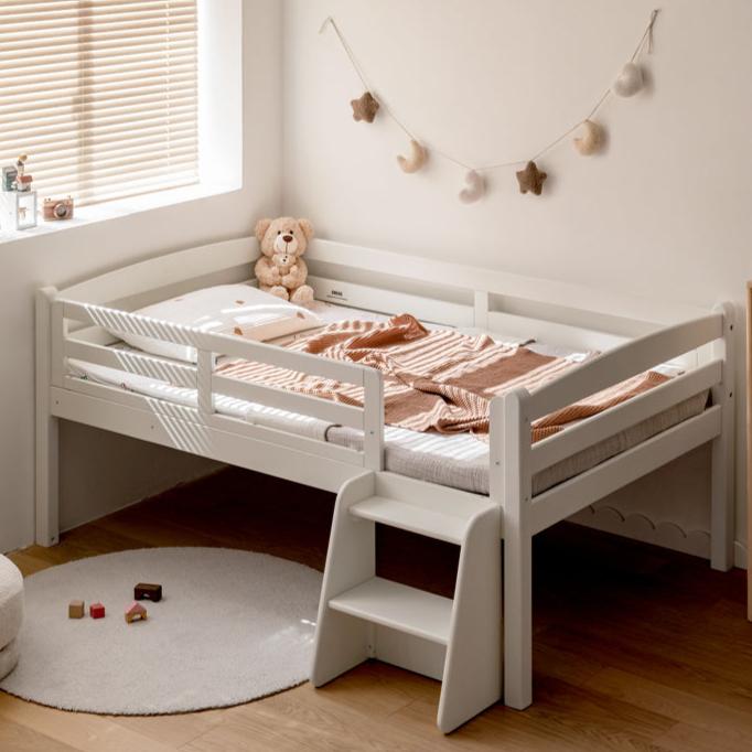 Oak solid wood single with guardrail bed