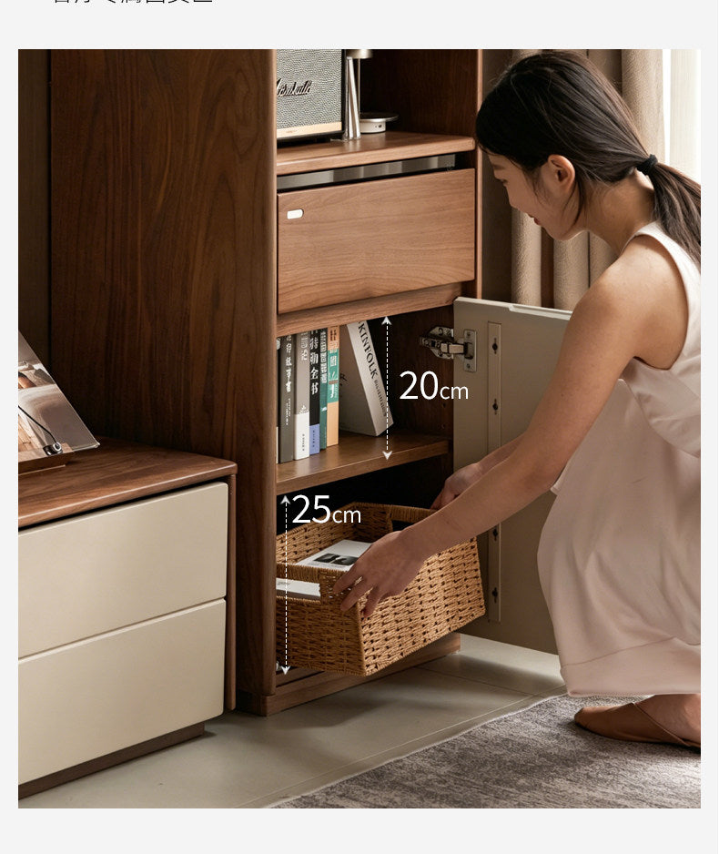 Black Walnut Solid Wood Accent side Cabinet with Mixed-Tone Finish