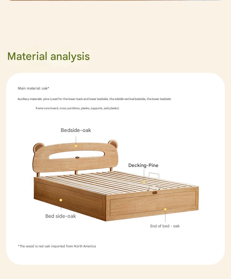 Oak, Beech solid wood Bear night light box bed<