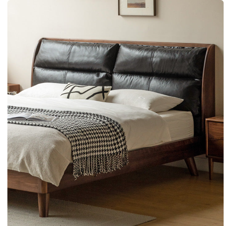Bed Leather,Technology cloth, Black Walnut solid wood"