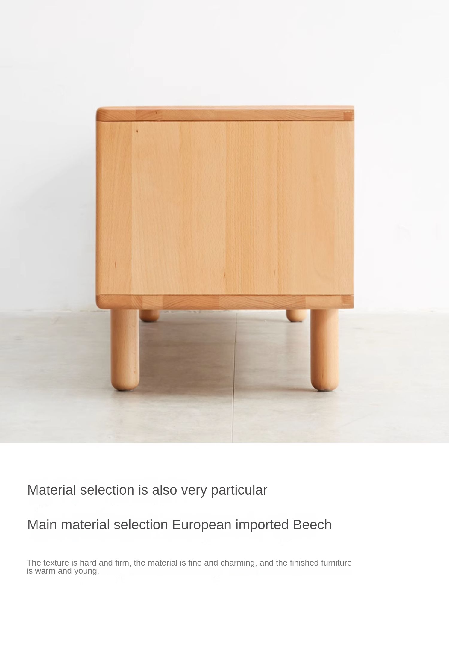 Beech solid wood TV storage cabinet"