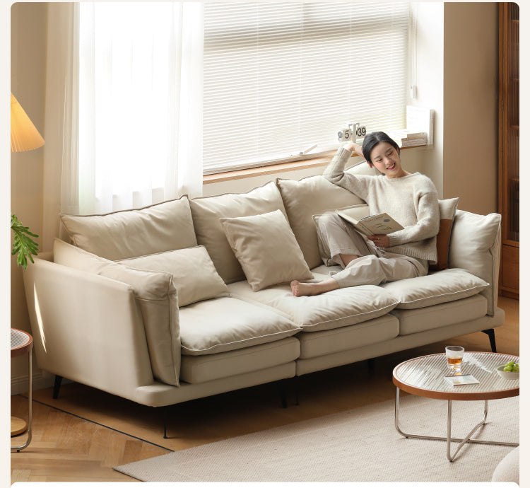 Technology Fabric White Goose Down Sofa Cream Style +