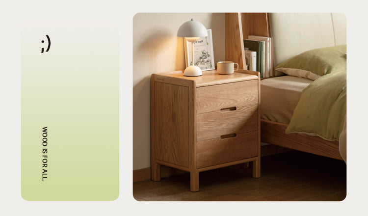 Oak solid wood bed bedroom furniture combination set.