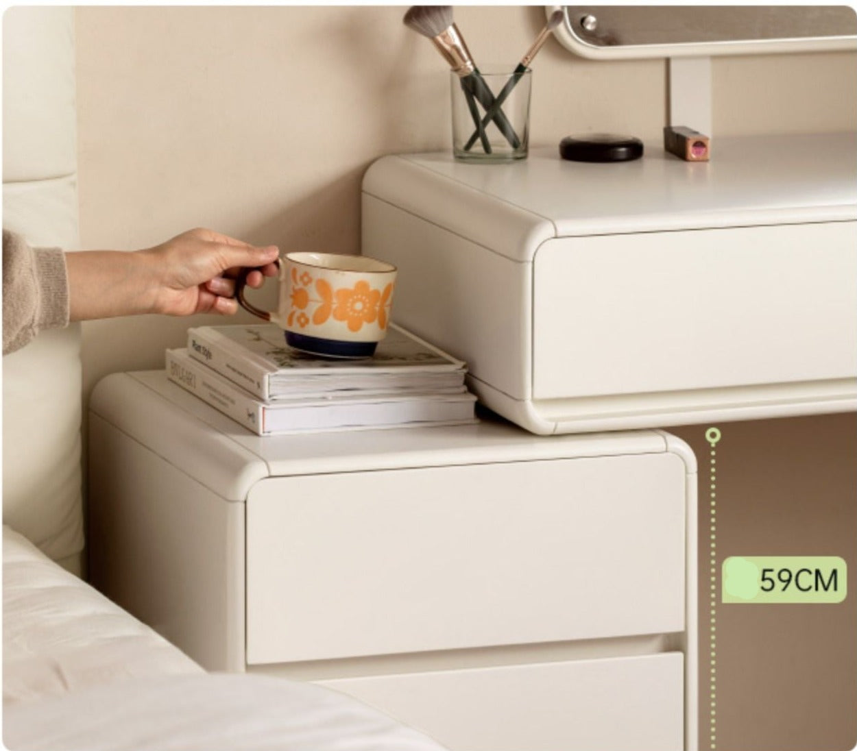 Poplar solid wood Milky telescopic dressing table: