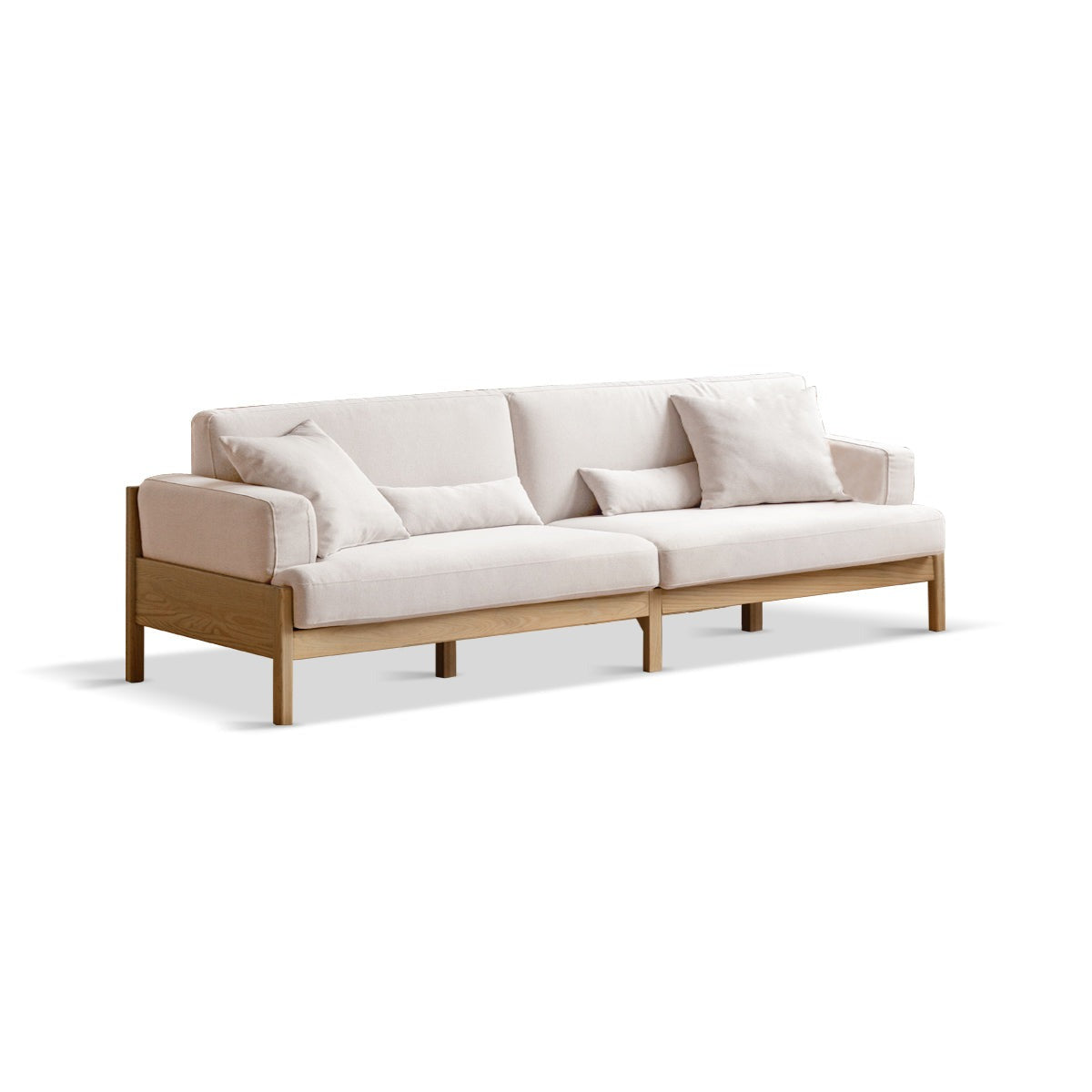 Cream color sofa Oak solid wood+