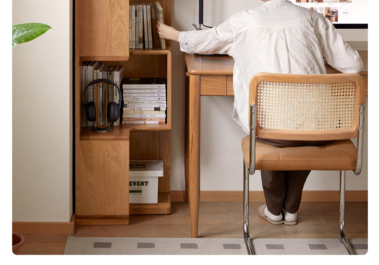 Cherry Solid Wood Corner Bookcase Floor Storage Cabinet<