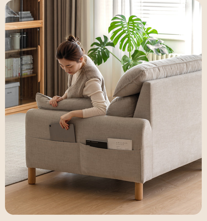 Oak high back chenille sofa washable