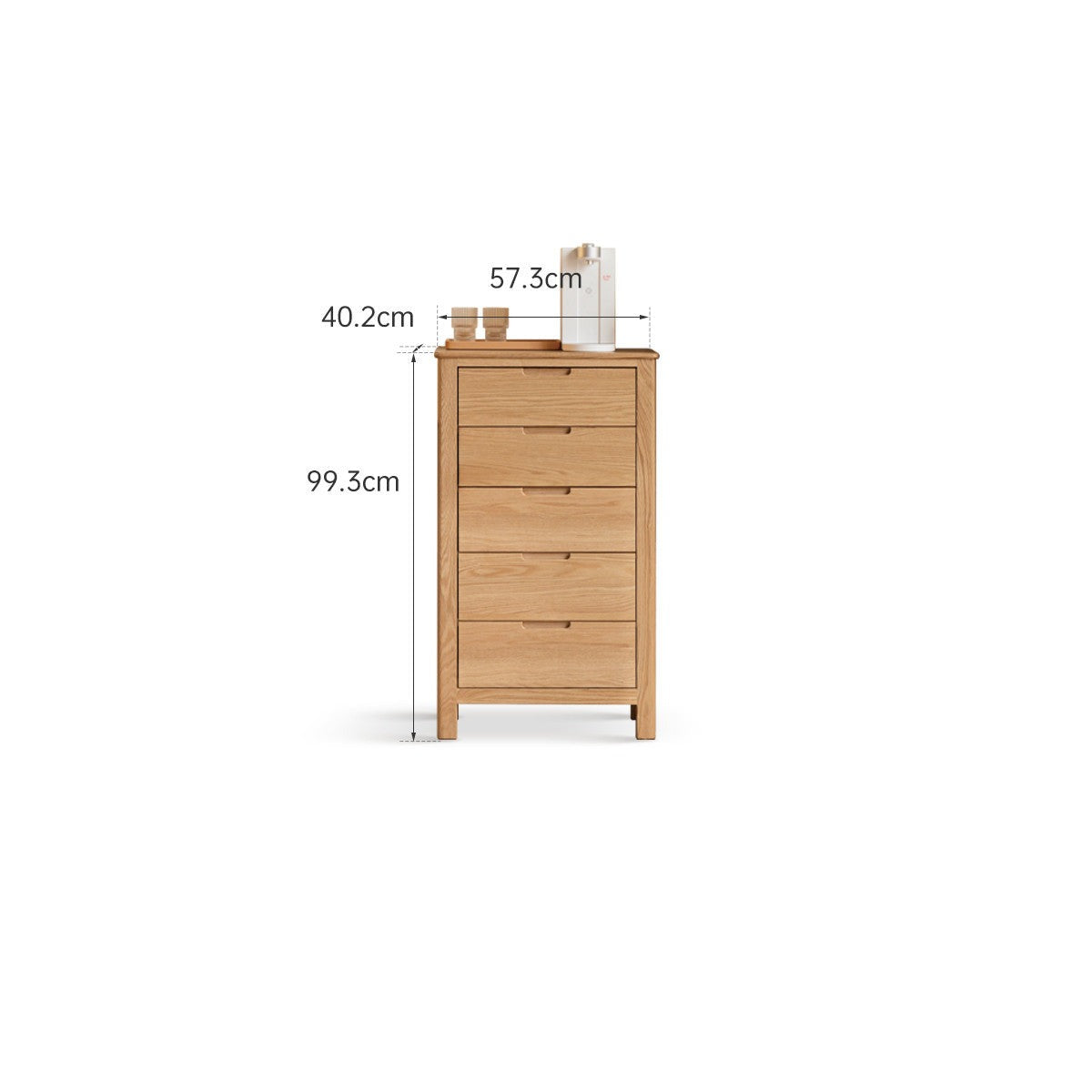 Oak solid wood chest of drawers)