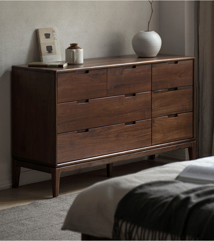 Ash Solid Wood Storage Cabinet Against the Wall