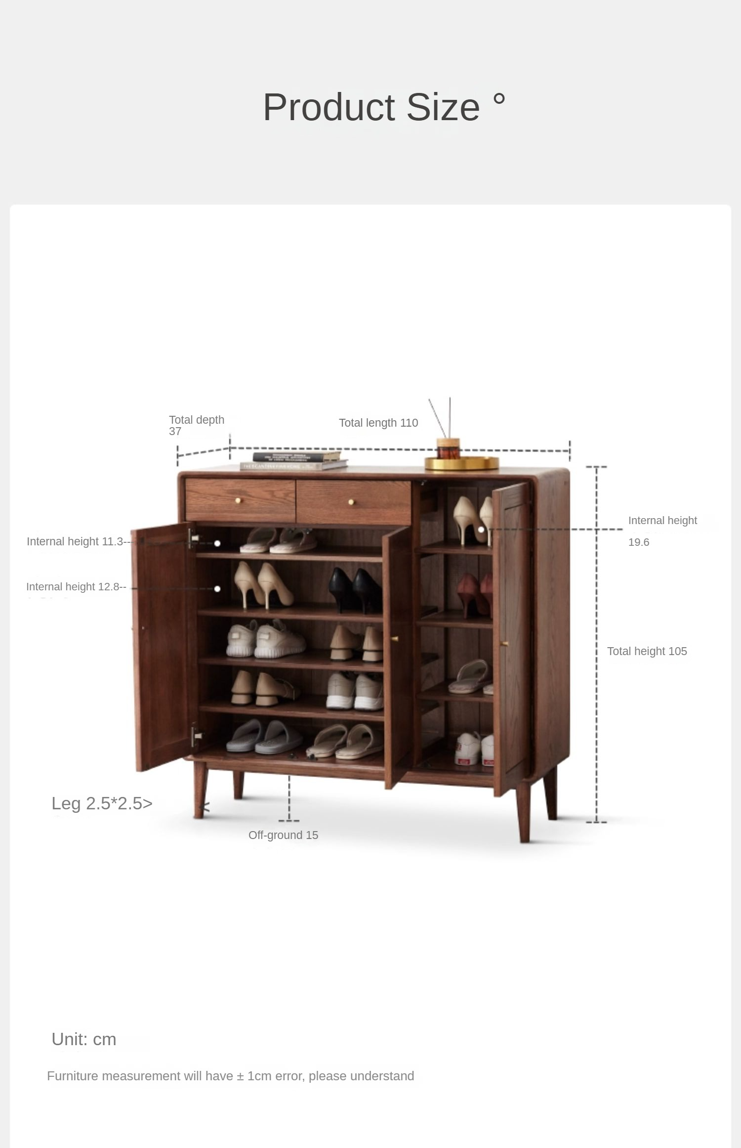 Oak solid wood shoe cabinet, entrance cabinet "