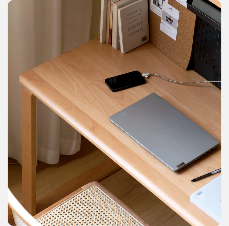 Beech Solid wood combination desk bookshelf integrated "