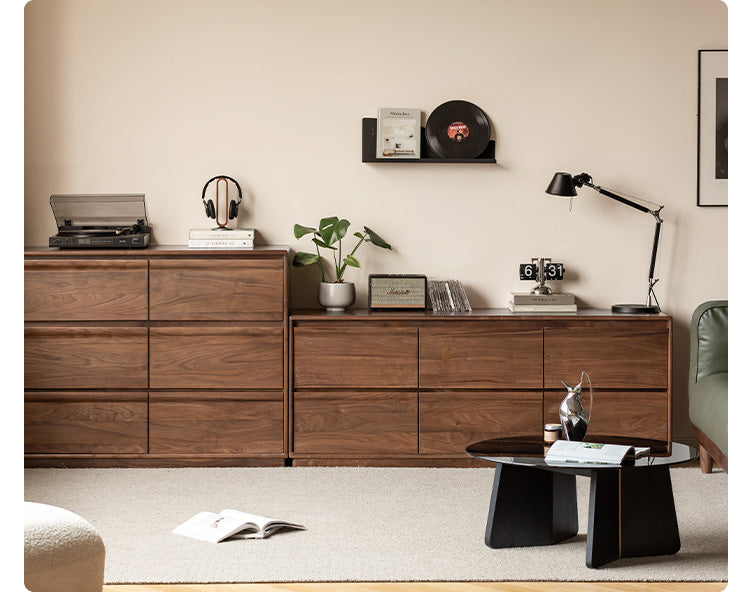 Black Walnut Solid Wood Six Drawers Dresser