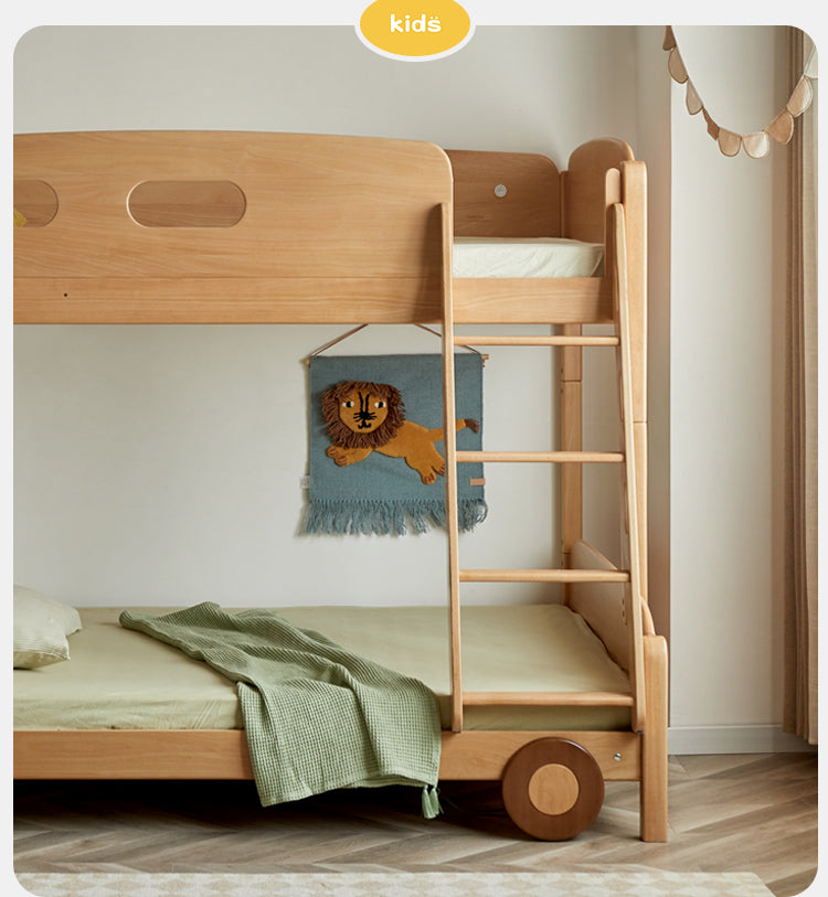 Beech solid wood children's Bunk Bed cartoon car Bed.