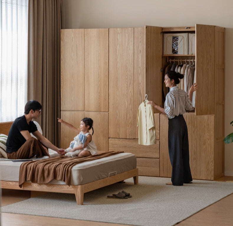 Ash Solid Wood Open Door Storage Cabinet