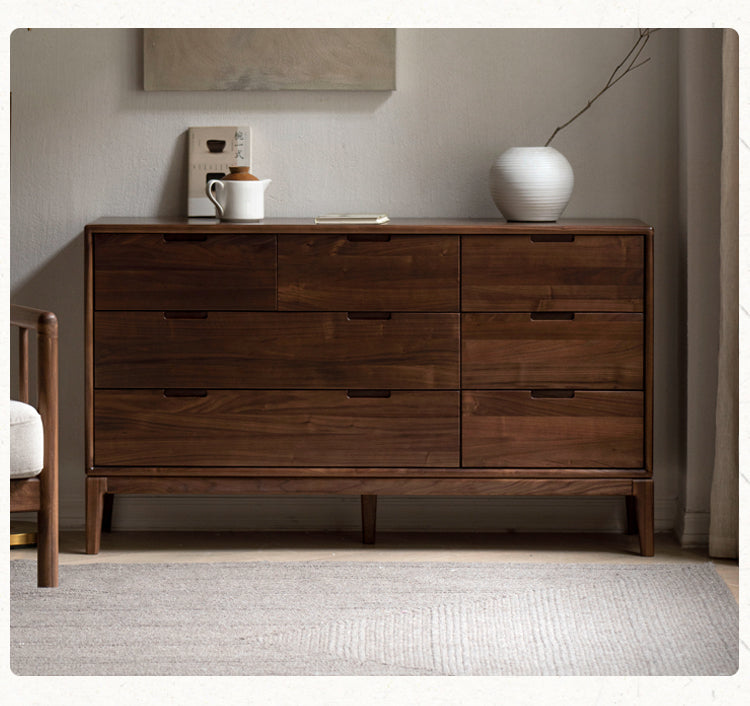 Ash Solid Wood Storage Cabinet Against the Wall