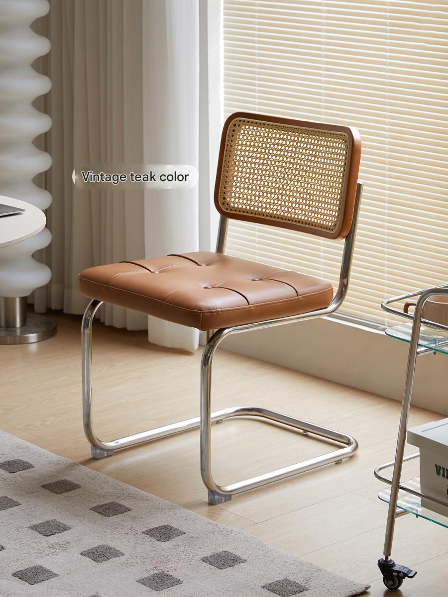 4 pcs Oak Solid Wood Suspension Genuine Leather, Organic Leather Chair: