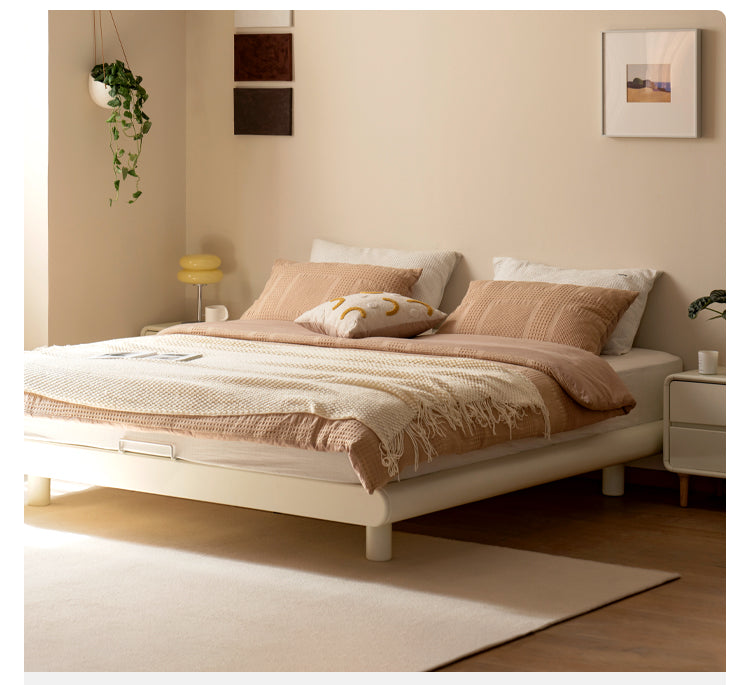 Poplar solid wood cream style Platform Bed<