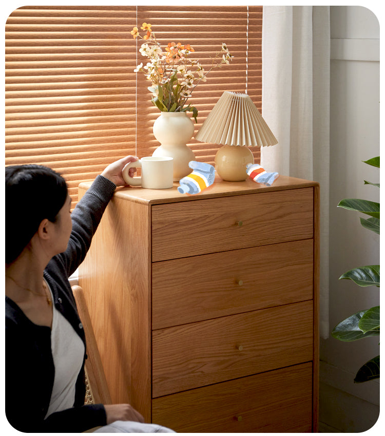 Oak Chest of Drawers Storage Cabinet