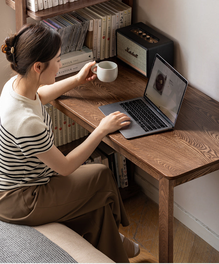 Black Walnut, Ash Solid Wood Desk Bookshelf