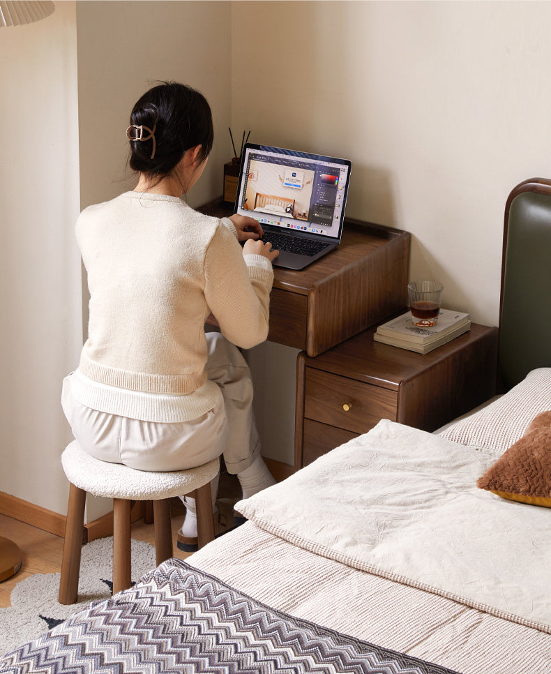 Black walnut solid wood dressing table cabinet integrated