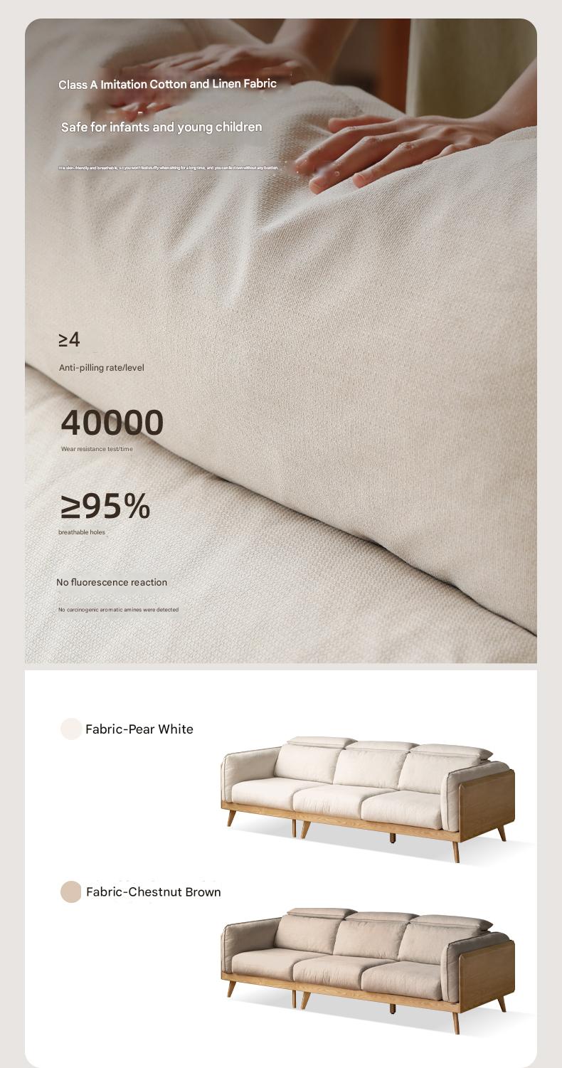 Ash Solid Wood high back Sofa genuine leather, fabric