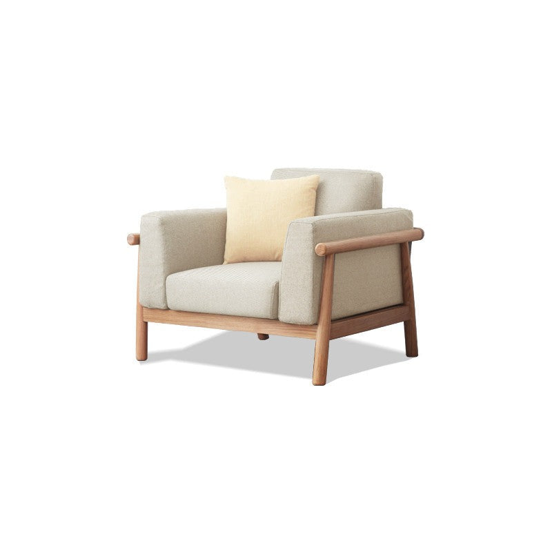 Oak solid wood fabric sofa"