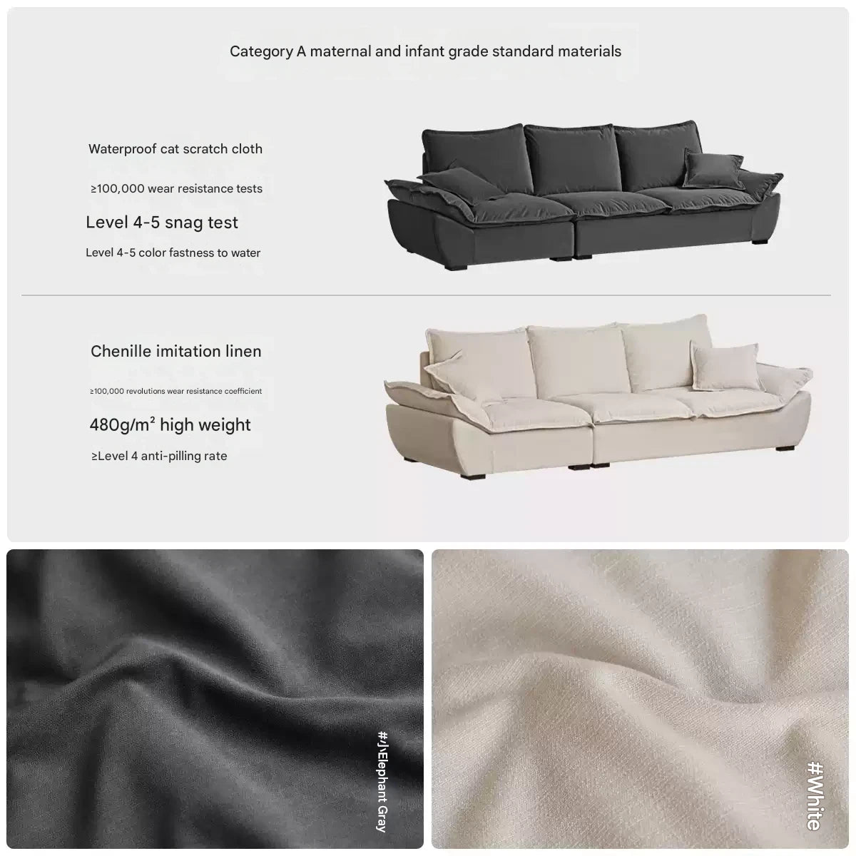 Fabric Coastal-style scratch-resistant sofa