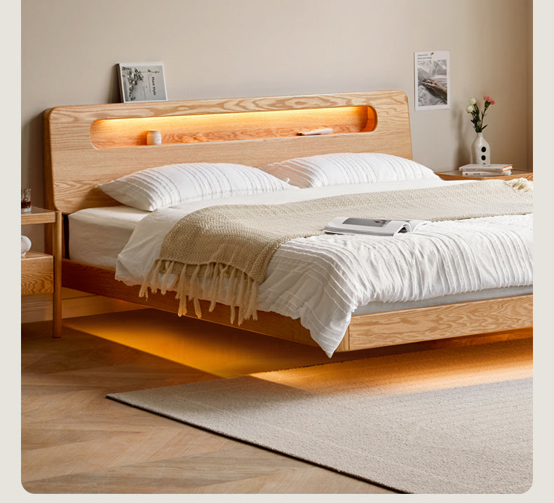 Oak Solid Wood Suspension Luminous Bed