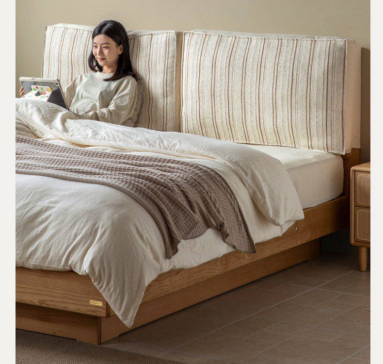 Fabric Bed Headboard Pillow with Large Removable Backrest Cushion