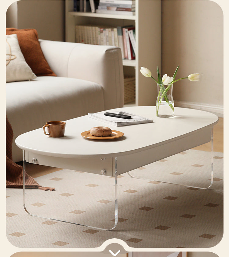 Poplar solid wood cream style acrylic low coffee table-