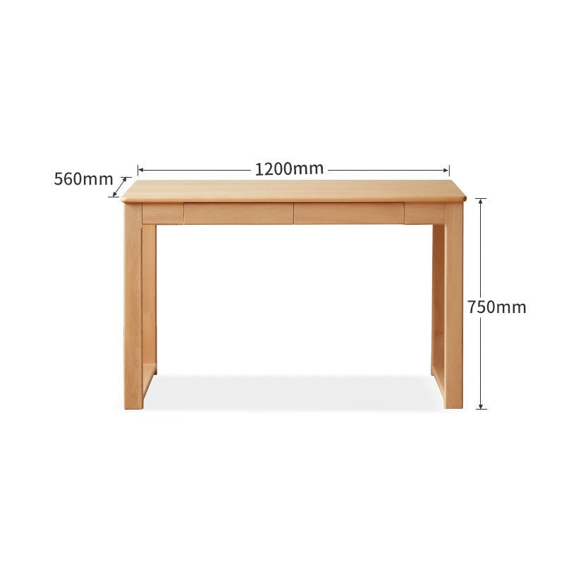 Beech solid wood office desk, modern and minimalist-