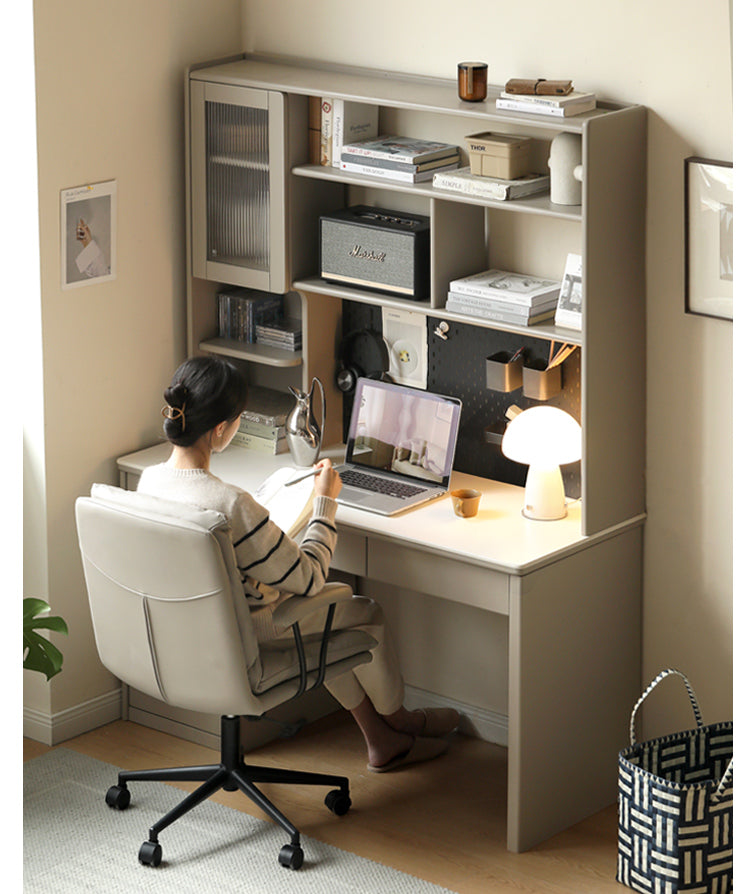 Poplar Solid wood Slate desk bookshelf integrated -