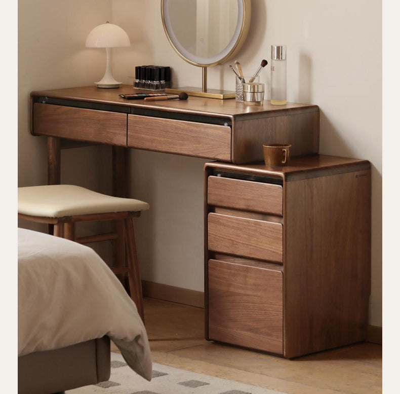 Black walnut solid wood retractable dressing table