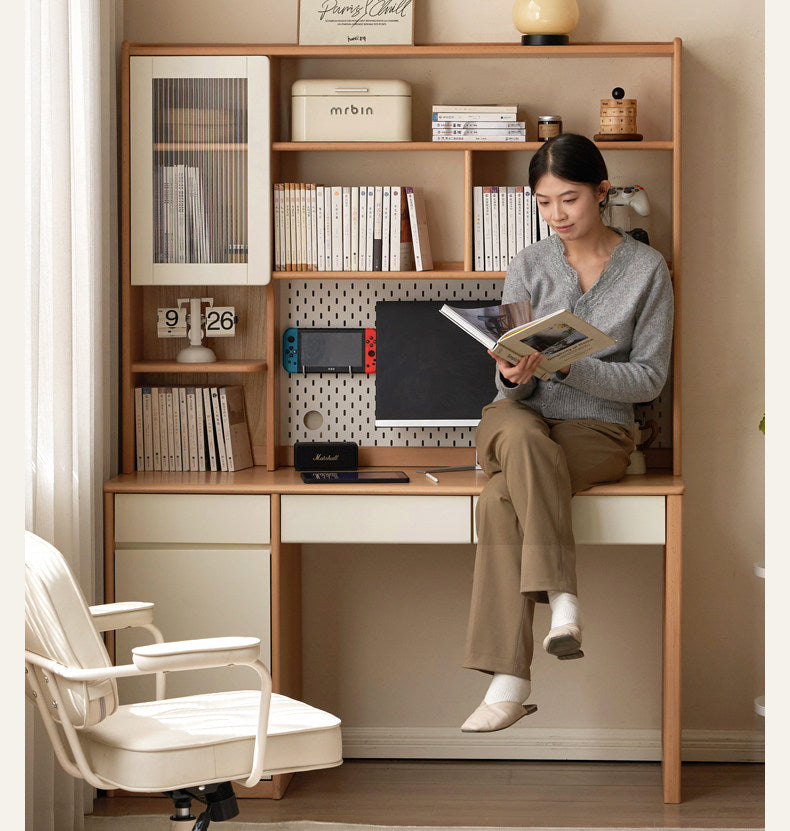 Beech Solid Wood Kids Desk Combination